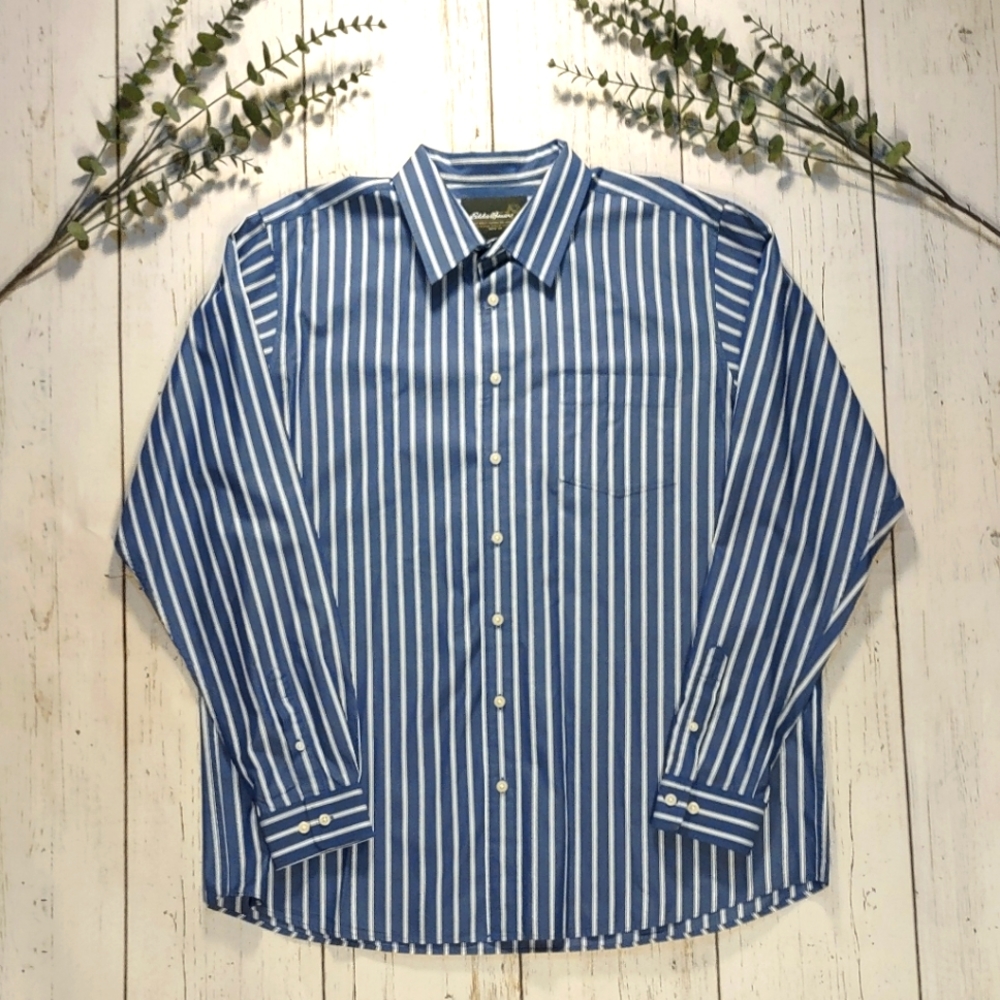 Eddie Bauer Striped Cotton Buttondown Shirt XL Tall
